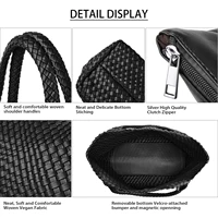 Woven Tote Bag Womens Purse Vegan Leather Shoulder Handbags - Fashion Summer Beach Tote Bags - Large Travel Totes - Image 4