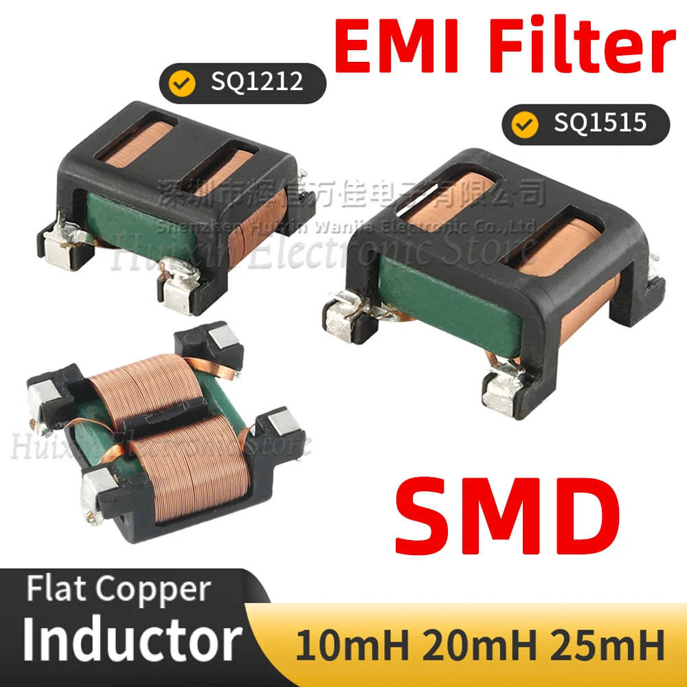 Set of 2 SMD Flat Copper Wire EMI Filter Inductor - 10mH, 20mH, 25mH Inductance