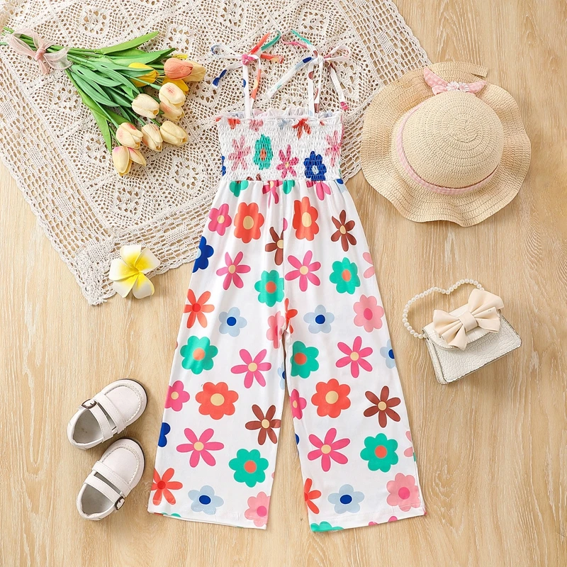 

Длинный комбинезон для девочек 2-7 лет, с цветочным принтом