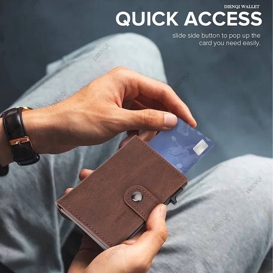 Rfid Blocking Money Clip for Men Airtag Wallets Card Holder Aluminium Pop Up Case Front Pocket Trifold Male Purse for Air Tag 6