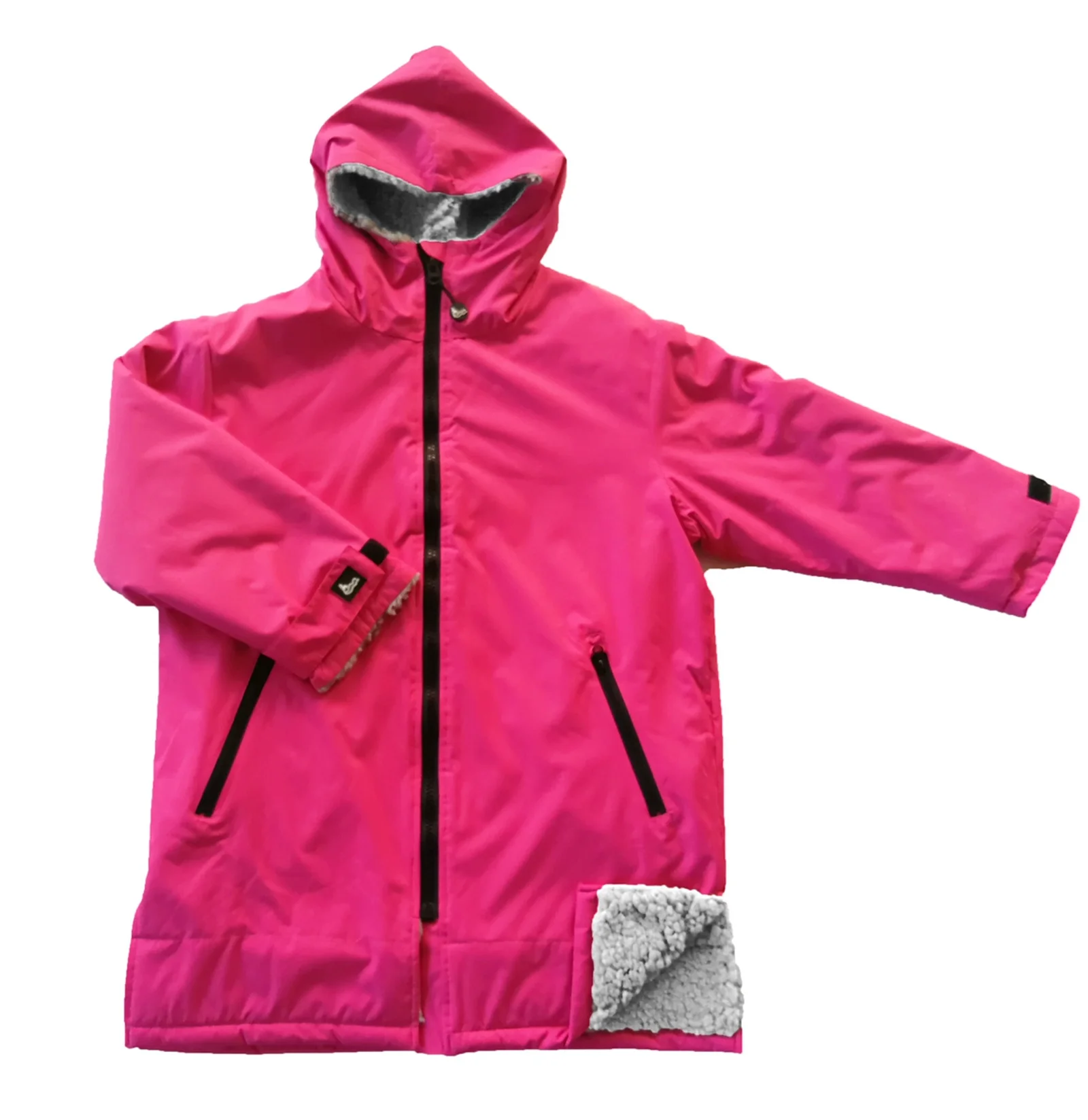 Kids Warm Changing Robe Surf Swim Parka Poncho Coat Jacket Overcoat Thicken Lining Hooded Waterproof Cloak for Boys Girls Pool