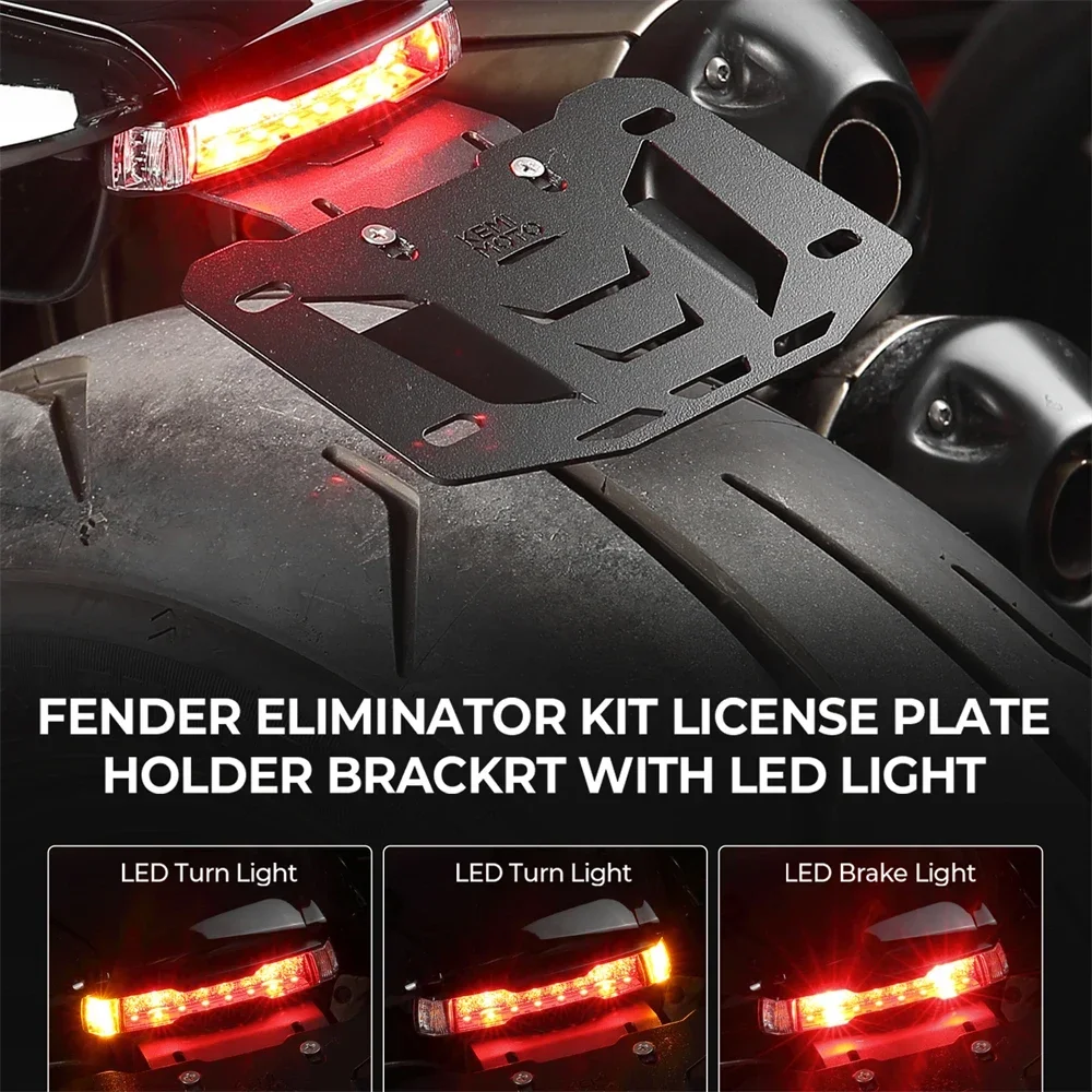 KEMIMOTO Motorcycle License Plate Bracket with LED Light for Sportster S RH1250-2025 Fender Tail License Plate Holder Kit