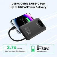 PISEN Power Bank certifiée 3C 10000mAh et 20000mAh, charge rapide 20W avec 4 câbles intégrés pour iPhone Samsung Xiaomi 2