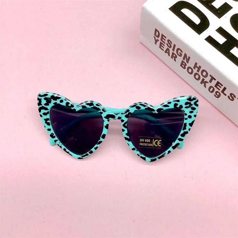 1 Pcs New Fashion Cute Heart Children'S Sunglasses Leopard Trendy Baby Sunshade Goggles Uv400 Protection Eyeglasses
