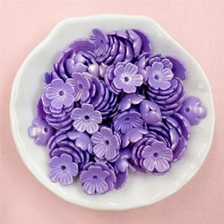 Vibrant Floral Acrylic Beads for DIY Jewelry and Crafts - 80 - Piece Set (5 petals purple)