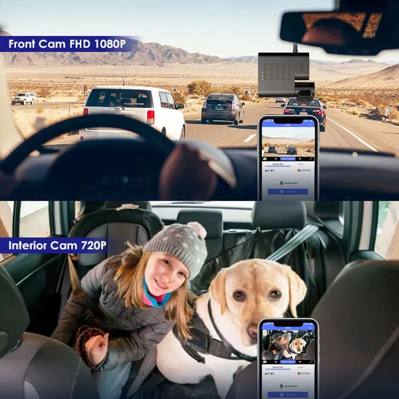 AZDOME C9 Pro 4G Car DVR Dual Lens HD 1080P Live Video GPS Tracking WiFi Remote Monitoring Dash Cam Camera Recorder Free Web APP