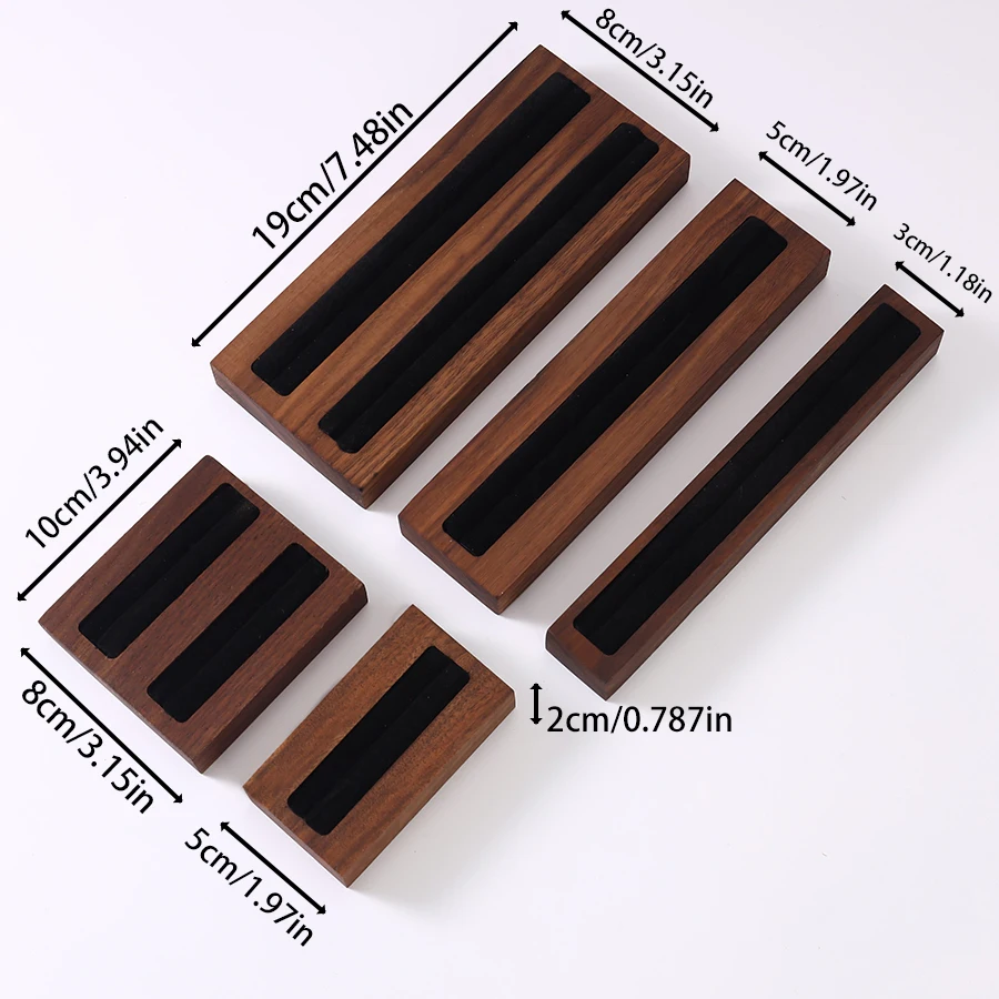 Walnut and Beech Wood Ring Display Tray, Fashionable High-end Accessory Display Stand Holder, Black Beige Ring Storage Rack