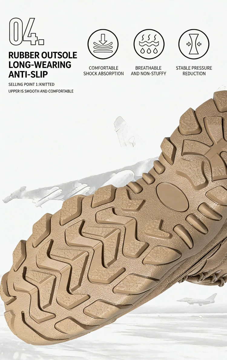 Taktische Kampfstiefel für Herren, Desert-Schnürstiefel, rutschfeste Arbeitsschuhe für den Außenbereich, Militär-Knöchelstiefel, dicke Sohle, große Größe 39–47 – Detail 6