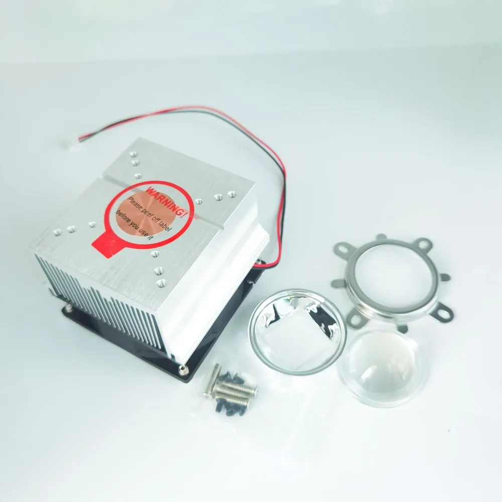 1pc Aluminium Heat Sink Cooling Fan 20W 50W 100W High Power Led Light 60-80degree 44mm Lens +Reflector +Bracket