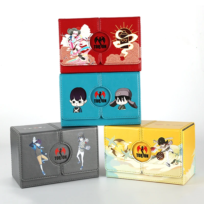 MTG Anime Cartoon Desk Box 160+ Card With Dice Compartment Flip Card Storage Box Magnetic PU Leather Case For Trading Card Game well protected card holders pu leather coated pc tpu hybrid shell [built in magnetic metal sheet] for iphone 13 pro max 6 7 inch coffee