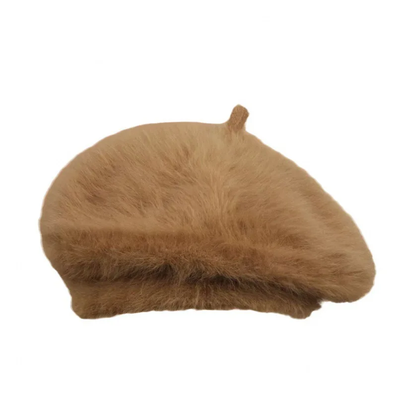 Autumn Winter Thick Plush Beret Hat Women Girl White Soft
