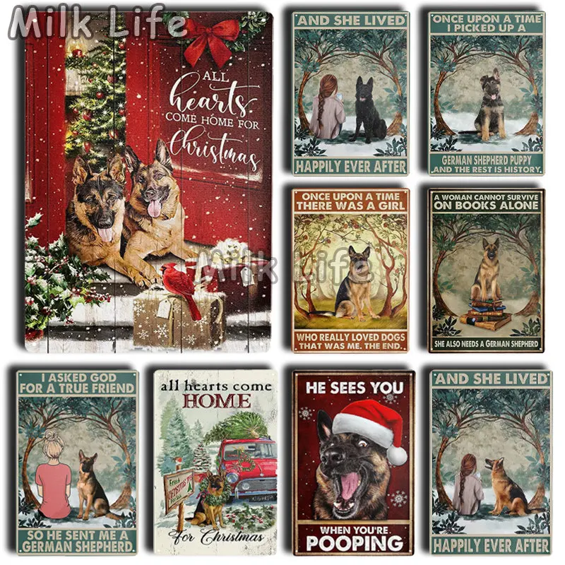 

Metal Vintage Tin Sign Plates German Shepherd Dog for Farmouse Home Kitchen Laundry Room Decor Christmas Gift for Dog Lover