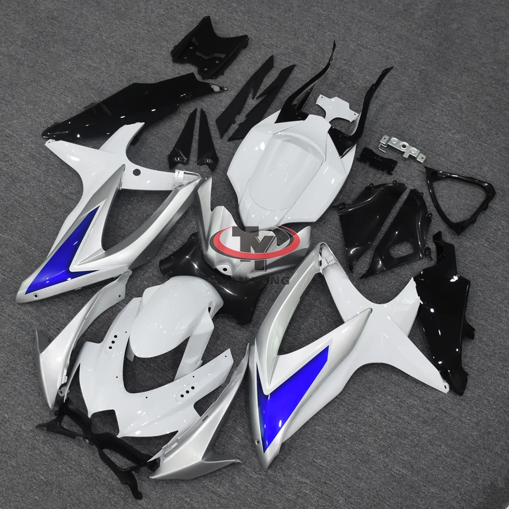 

Кузов Cowling яркий серебристый синий градиентный мотоцикл для GSXR600 GSXR750 K8 2008 2009 2010 полный комплект обтекателей Инжекция