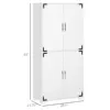 Industrial Style 4-Door Pantry Cabinet Organizer W/ Storage Shelves, White 2