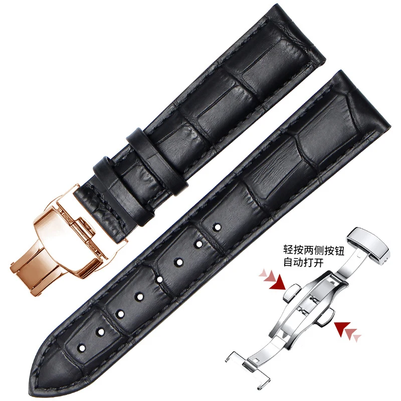 High quality crocodile Leather Watch Strap18mm 19mm 21mm 20mm 22mm Watchband For Men Watch Accessories Solid Buckle black brown