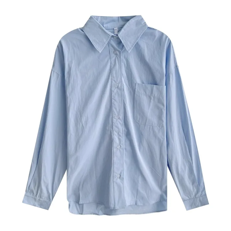 

Простая Однотонная рубашка-поло с воротником, однобортная Базовая Свободная Повседневная тонкая Солнцезащитная рубашка с длинным рукавом