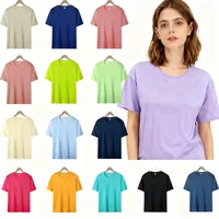 T-Shirt à manches courtes en coton pour femmes, décontracté, à la mode, de haute qualité, confortable, vêtements d'été pour Couple, 200g 1