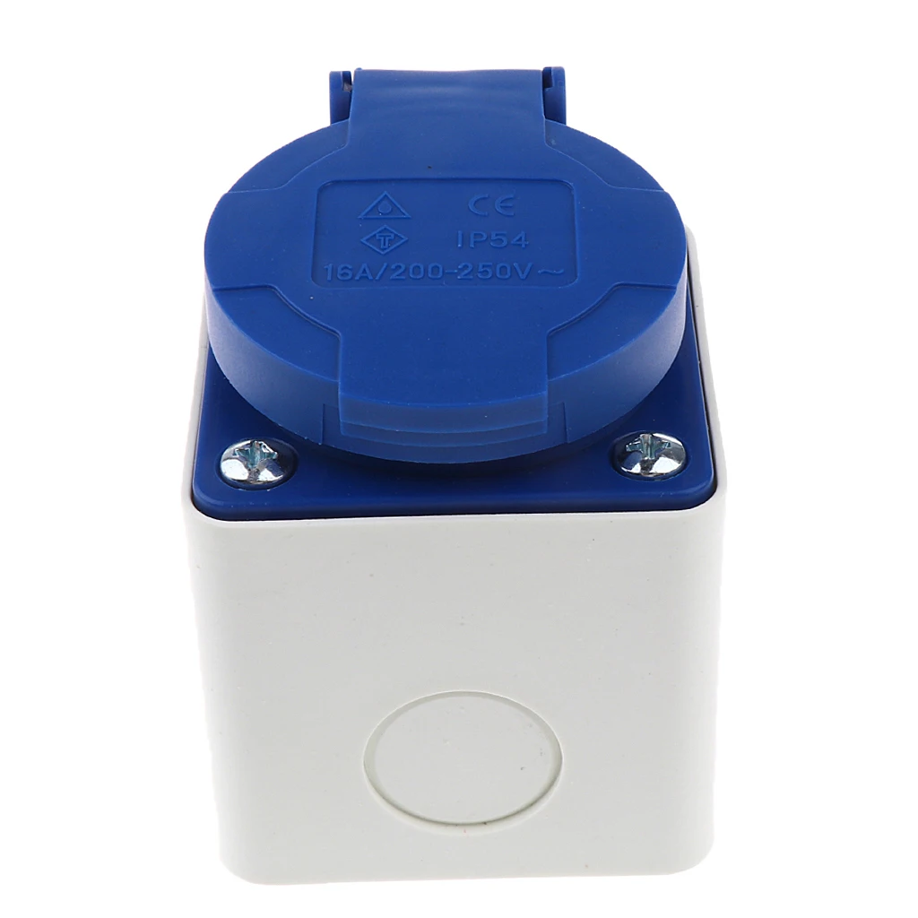

SCHUKO 2Pin 16A 220V Waterproof EU Power Socket Blue