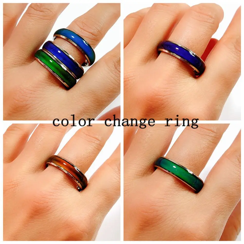10/30/50pcs Band 6mm STAINLESS STEEL Mood Rings Bright Glazed Men Women Changing Color Ring Quality Jewelry Gifts 4