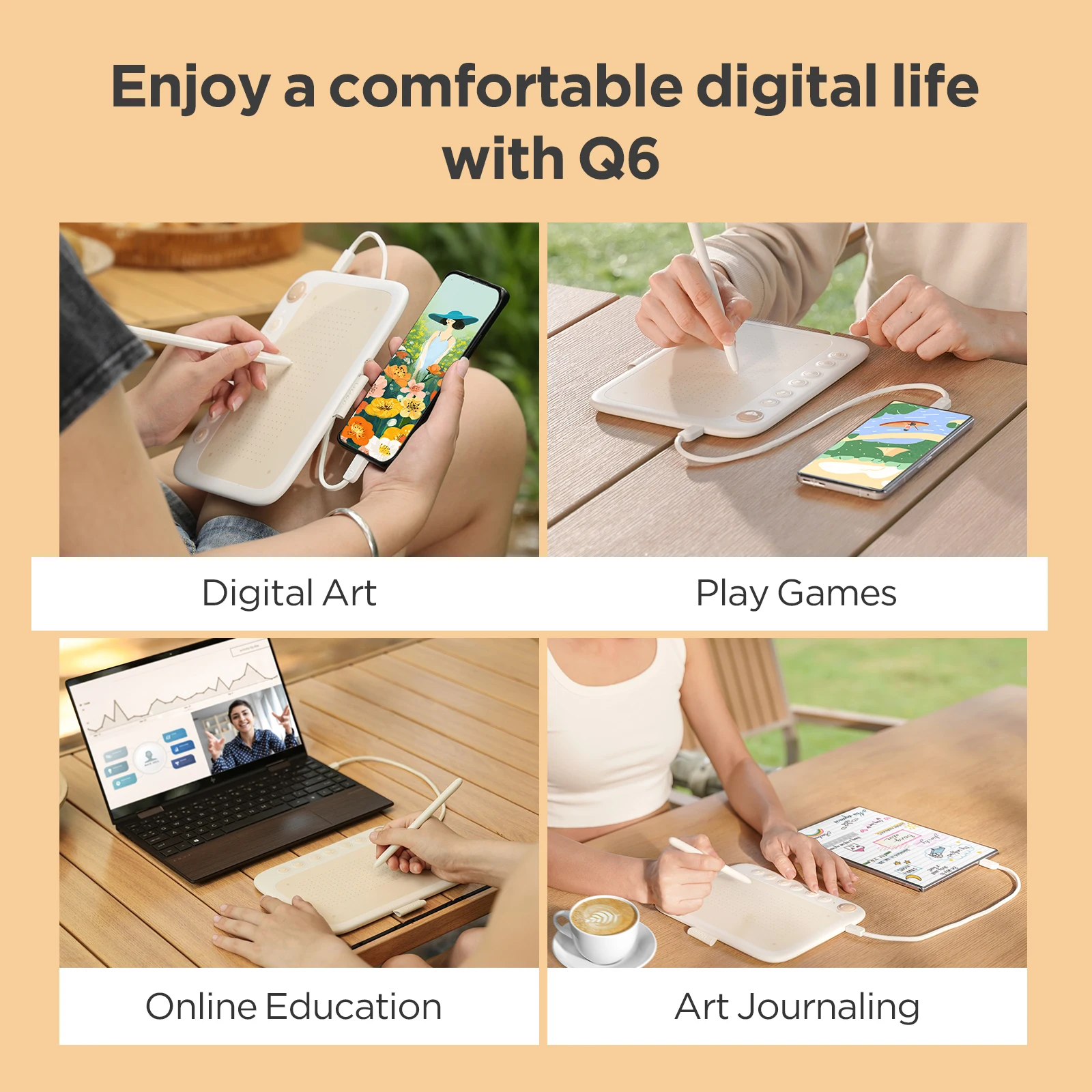 Tablet de Desenho Gráfico 8192 Digital Writing Pad Prancheta para Crianças Suporte para Crianças pc Android Mac Ugee-q6 - Imagem 4