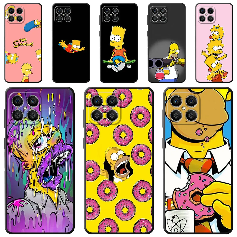 Cartoon Homer Simpson Case Per Honor 90 Lite 8X 20 70 X8 X8A X9A X7 X6 50 Magic5 Pro 4 Black Soft Phone Funda