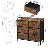 Комод WOLTU с 6 тканевыми ящиками, сервант для хранения для гостиной, прихожей, спальни, дома, наклейка — изображение 6