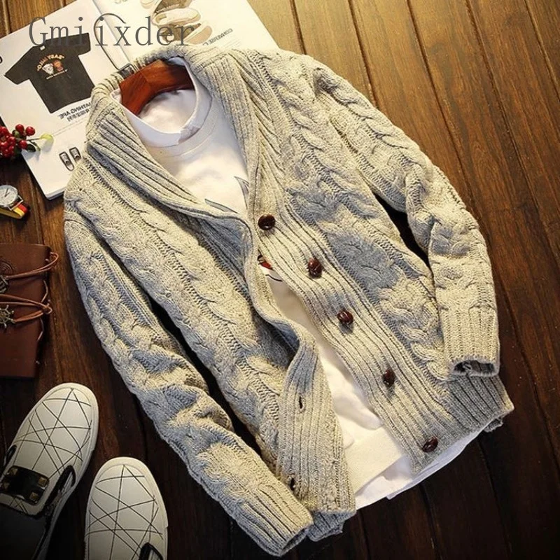

Cardigan Sweater Men's Vintage Elegant Chic Spring Autumn Large Loose Lapel Knitwear Men Overcoat Japan Retro Solid Button Coat