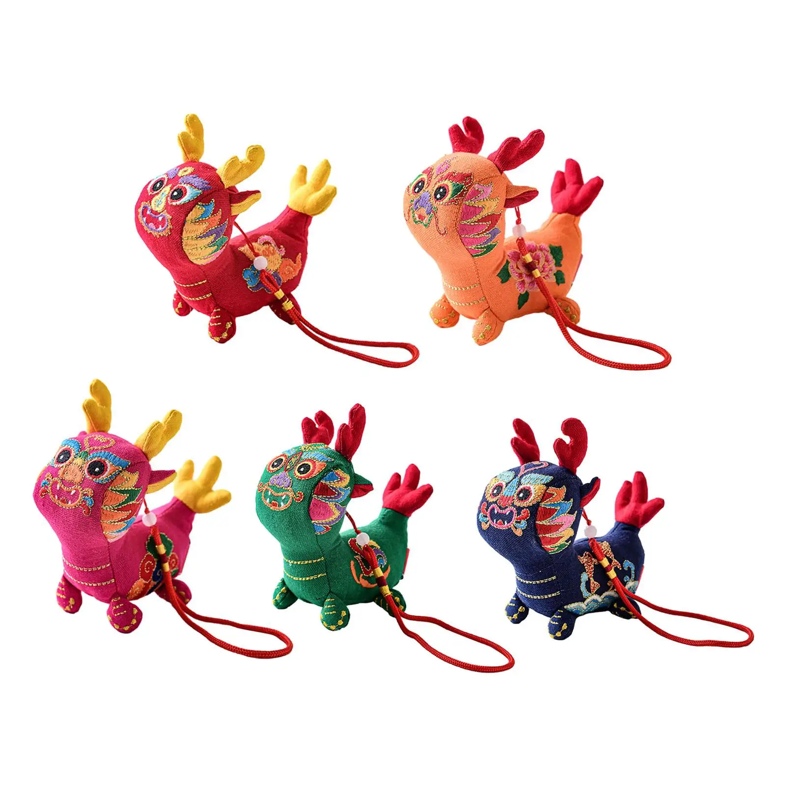 

New Year Dragon Stuffed Animal Doll Zodiac Dragon Pendant Mascot Cute 3D Chinese Dragon Plush Toys for Birthday Gift Photo Props