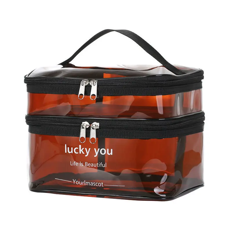 Women's double layer large capacity portable toiletry bag Waterproof cosmetics bag travel storage bag 6