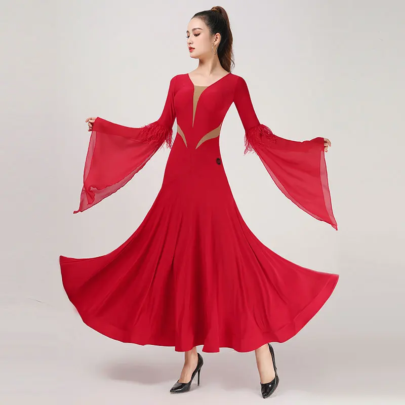 Newest Women Ballroom Dance Dress Waltz Adult Modern Ball Costumes Tango Rumba Clothing ZY32-1