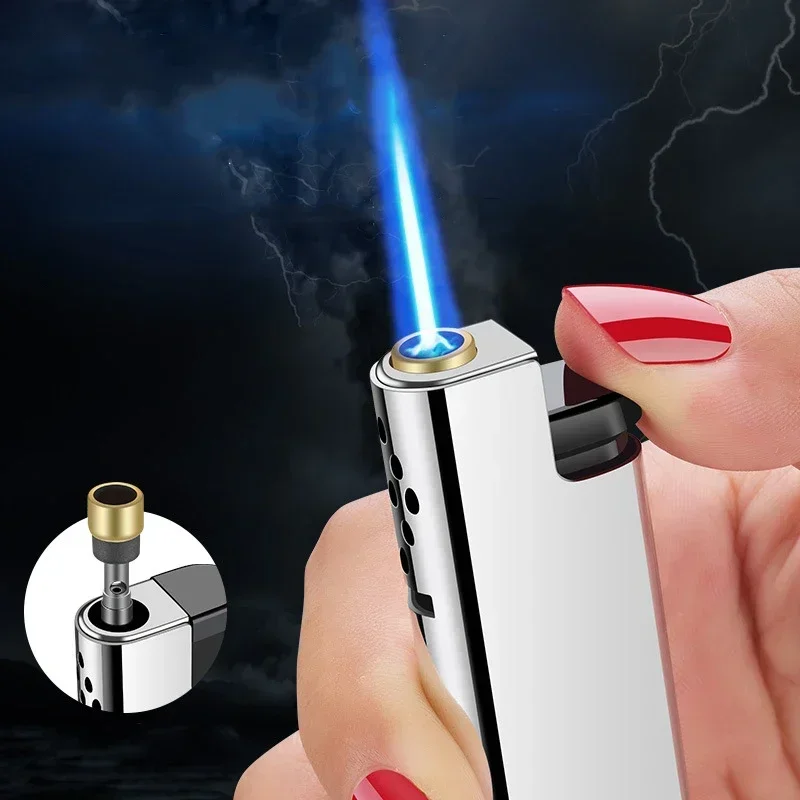 Windproof Direct Injection Blue Flame Lighter Cigarette Torch Lighter Smoking Accessories Camping Tool Ignition Tool
