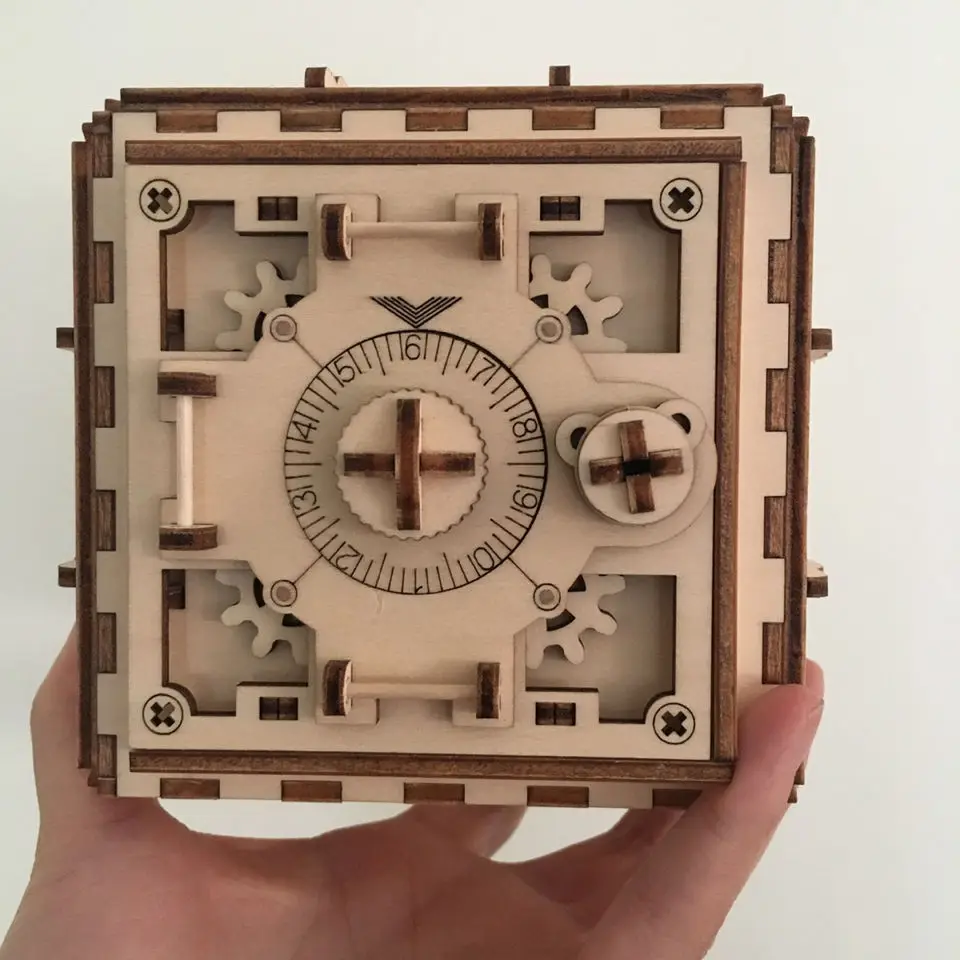 

Деревянная 3d-модель шкафчика, Сейф для хранения монет, механический пазл-Головоломка «сделай сам» для взрослых и планшетов