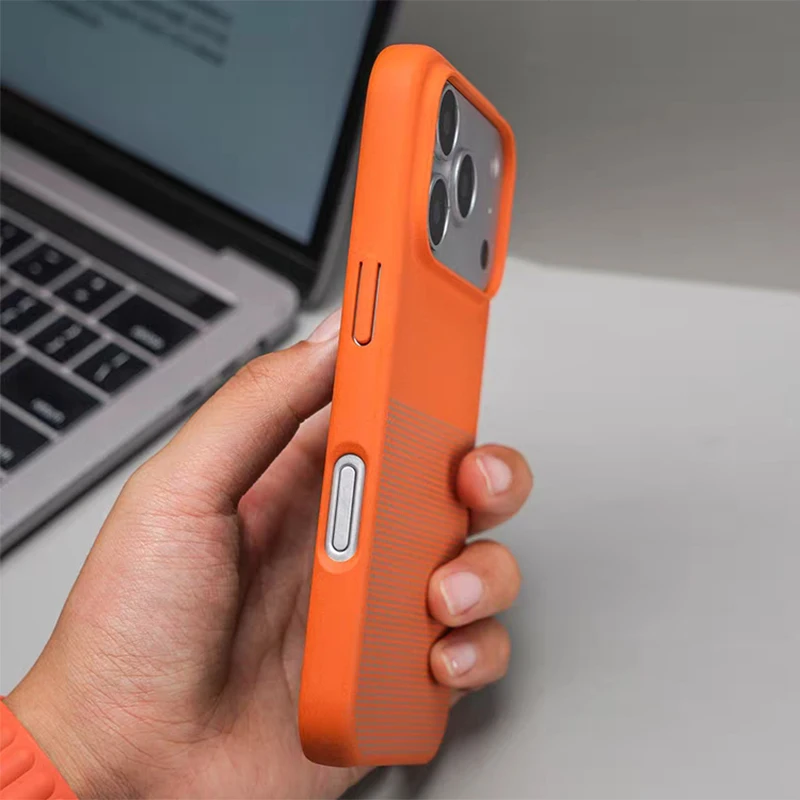 Elegant Sandstone Anti-Slip Magnetic Phone Case with Bare-Feel and MagSafe Compatibility