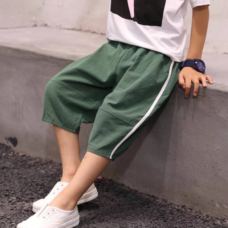 

Boys Shorts Summer Loose Linen Pants Teenage Short Trouser Baby Boys Casual Shorts Children's Elastic Waist Shorts Teens Clothes