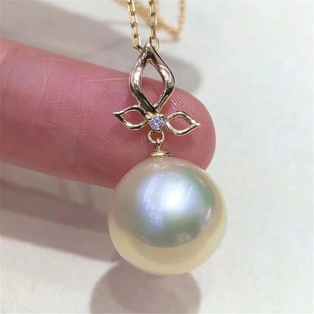 

DIY pearl accessories S925 sterling silver pendant with empty holder K gold silver necklace pendant with 8-12mm round beads