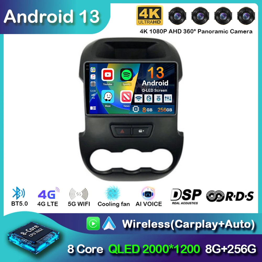 

Android 13 CarPlay Auto Car Radio For Ford Ranger F250 2011-2015 GPS Multimedia Video Player Autoradio DSP Audio Stereo GPS WIFI