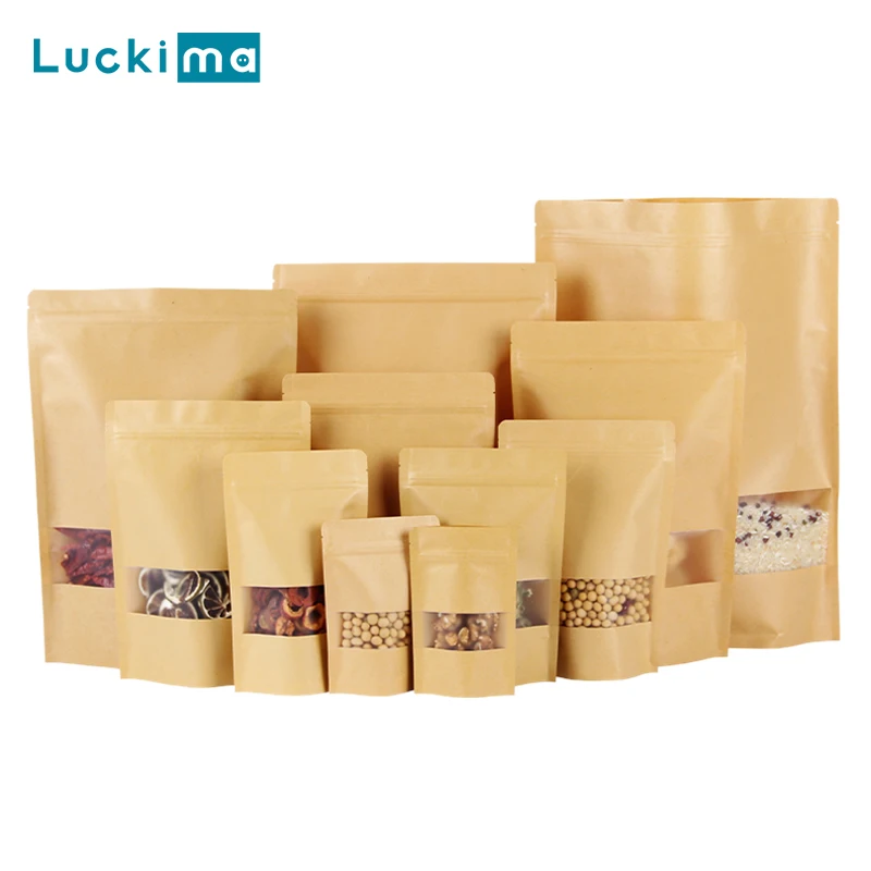 Kraft Paper Food Storage Bag Kraft Paper Zipper Bags Bean Zipper Bag Bags Tea Heat