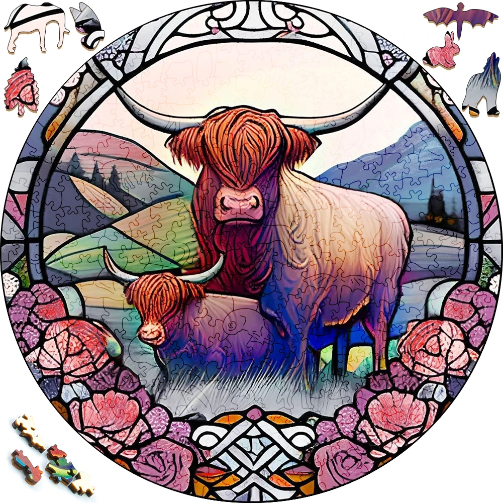 Consume Cattle Wooden Puzzle For Adults Wooden Crafts Colorful And Round Shaped Animal Puzzle Wood Craft Toys For Family Games jamie fraser outlander jigsaw puzzle diorama accessories wood name wooden adults puzzle