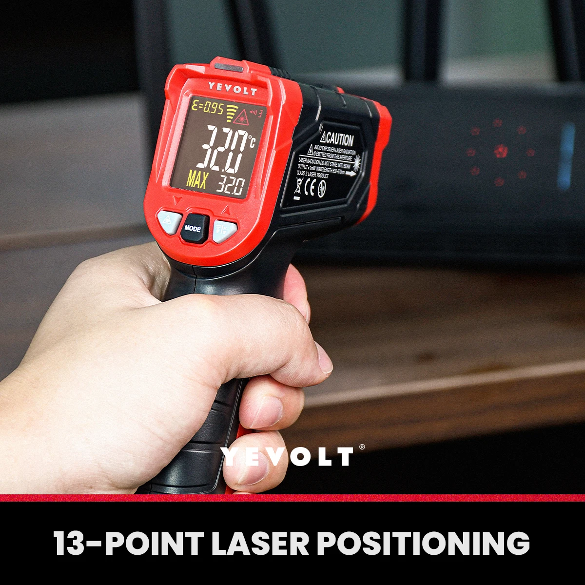 YEVOLT TA601 Series Digital Infrared Thermometer Handheld Non Contact IR Laser  Heat Temperature Gun Point VA HD Color Screen 3