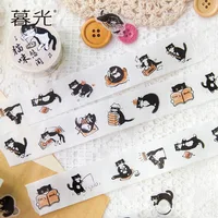 25 Mm * 2m Cartoon Black Cat Print Japanese Paper Washi Tapes Masking Tape Decorative Adhesive Tapes 1