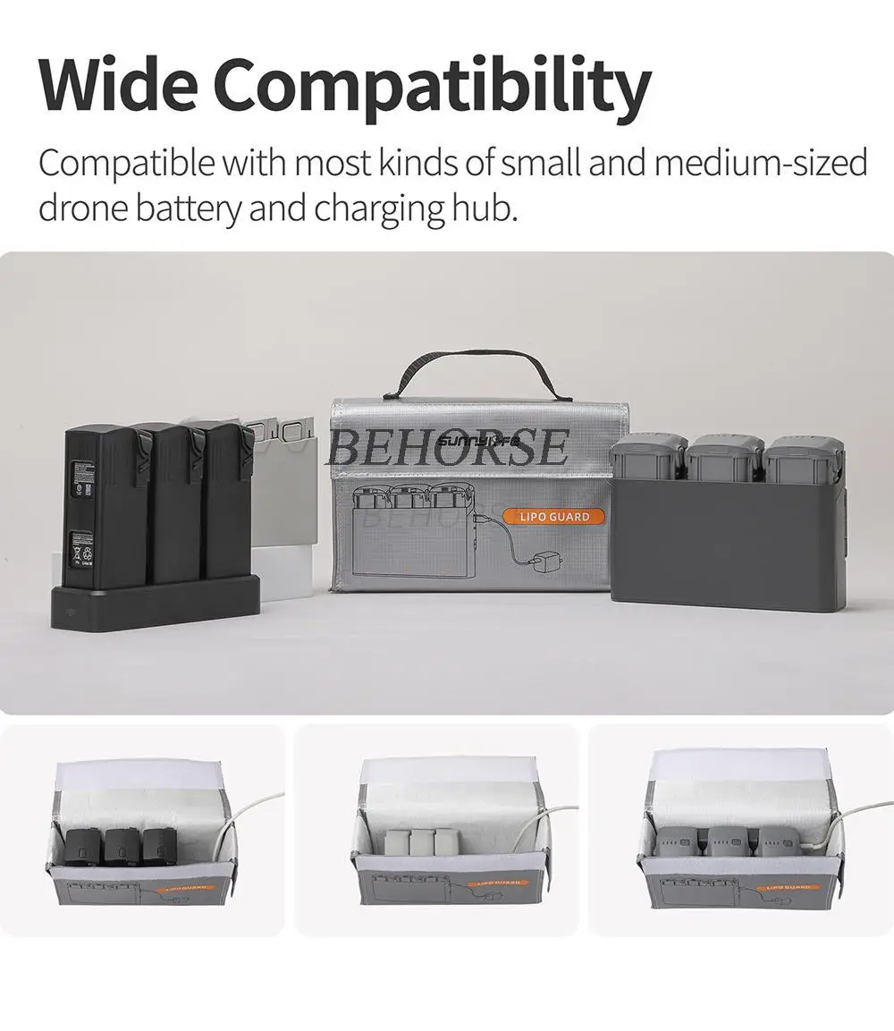 Sacoche de transport pour batterie de drone, ignifuge et antichoc, gris clair/vert clair