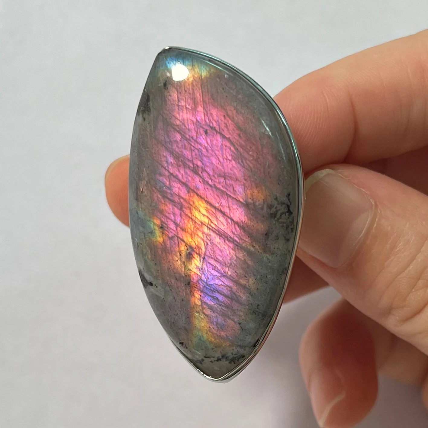 Ring Round Circle Irregular Shape Bead Natural Stone Pink Blue Labradorite Finger Ring for Women Men Gift Adjustalbe 7-9 Z018 Finger Ring Adjustable Rings