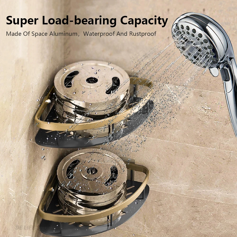 Non perforated Bathroom Shelf Floating Shelf for Wall Shelves Shower Hardware Bathroom Corner Shelf wall storage rack 2