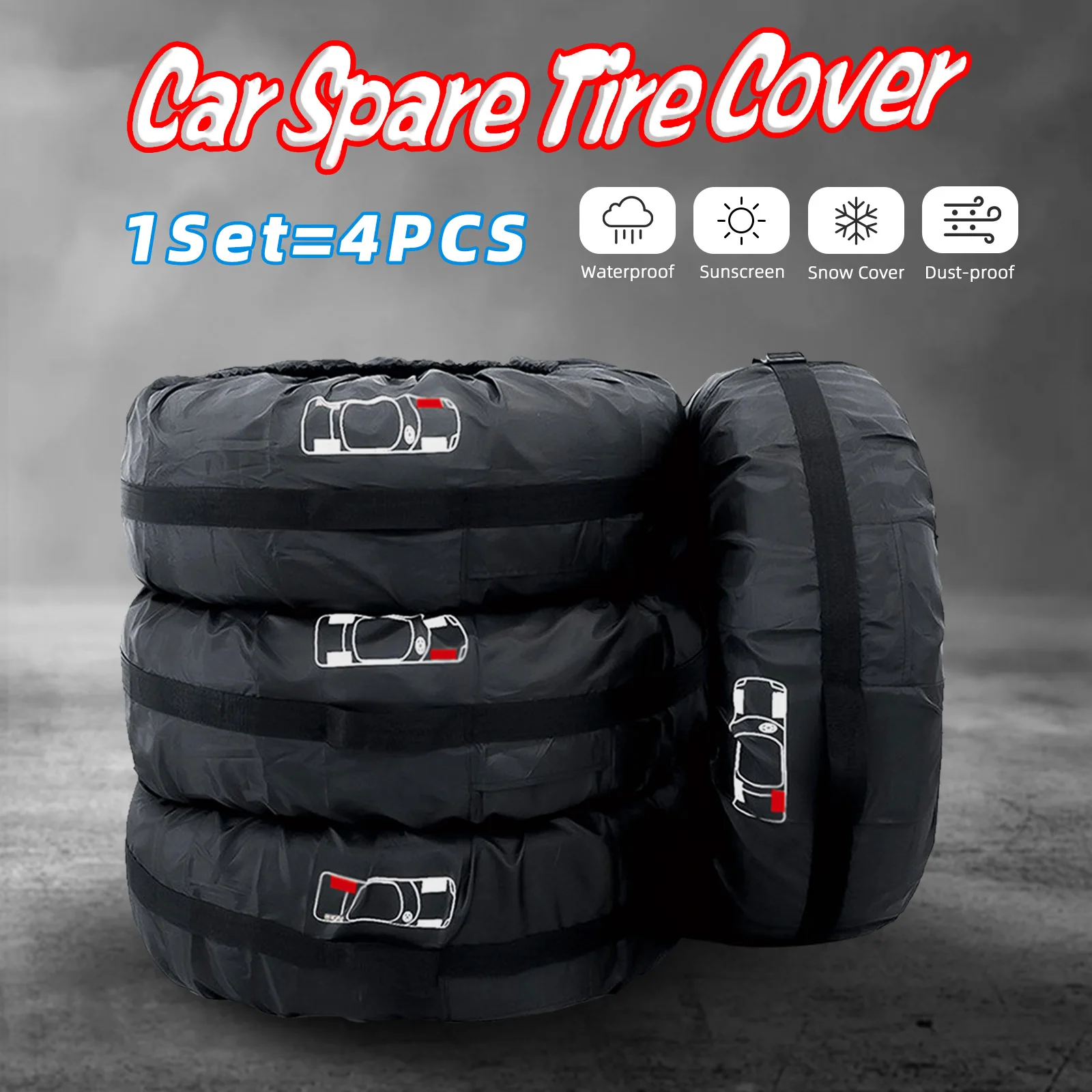 Tire covers 4Pcs/Lot Car Spare Tire Cover Auto Wheel Tire Storage Bags Dustproof Protective Cover Car Styling Vehicle Tyre Accessories