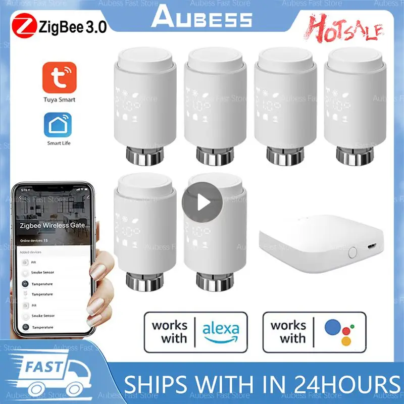 

AUBESS TRV ZigBee 3.0 Tuya New Radiator Actuator Valve Smart Programmable Thermostat Temperature Heater Alexa Voice Control