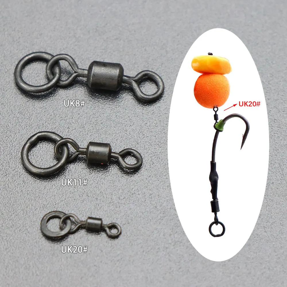 Émerillons anneau ronde 20 pièces pour montages hair rig carpe - accessoires pêche bouillettes pop-up