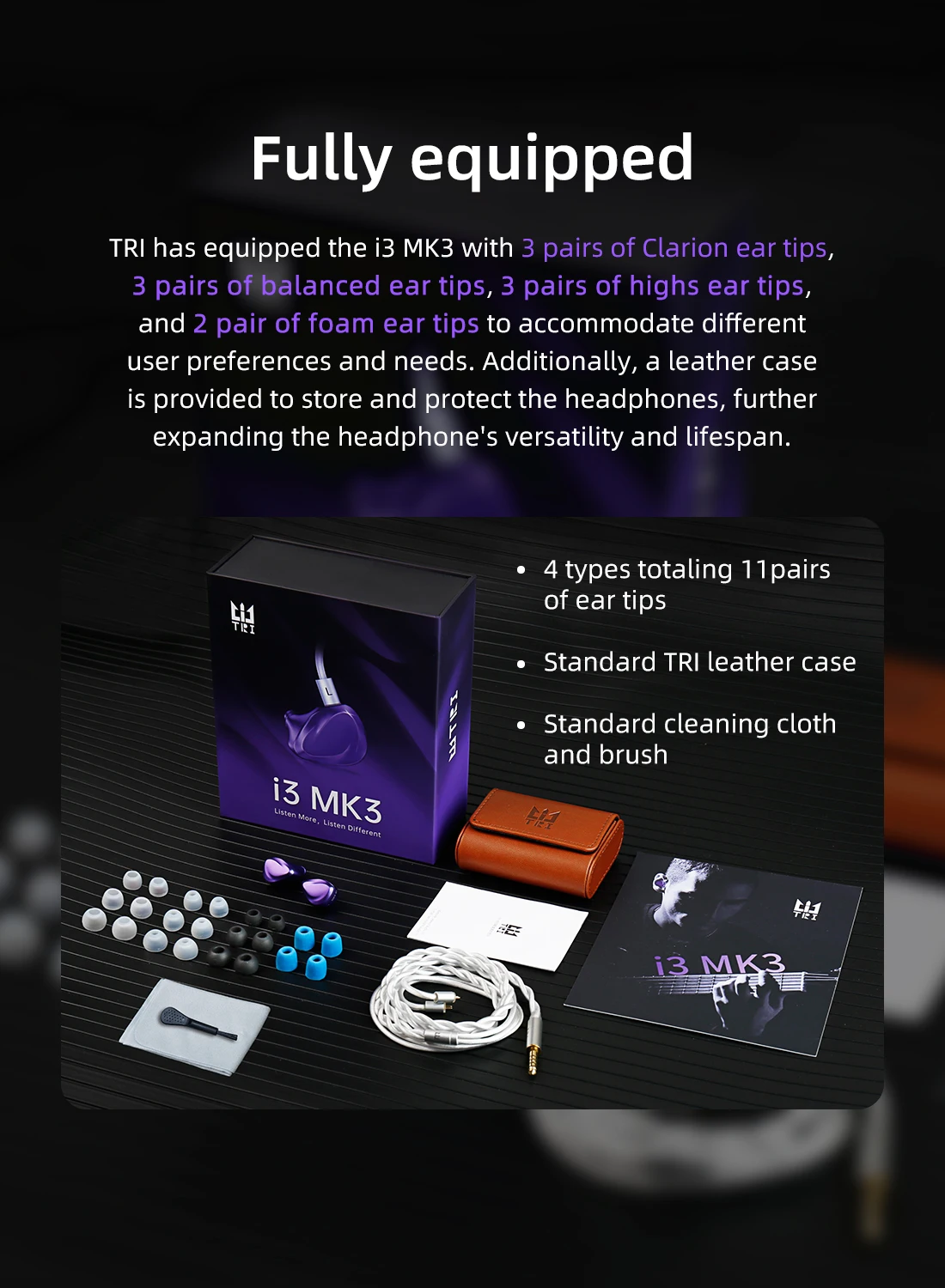 EZ EAR TRI I3 MK3 In-Ear Monitors - Hybrid Planar+BA+DD Drivers, Knowles Dampers, For Musicians & Audiophiles