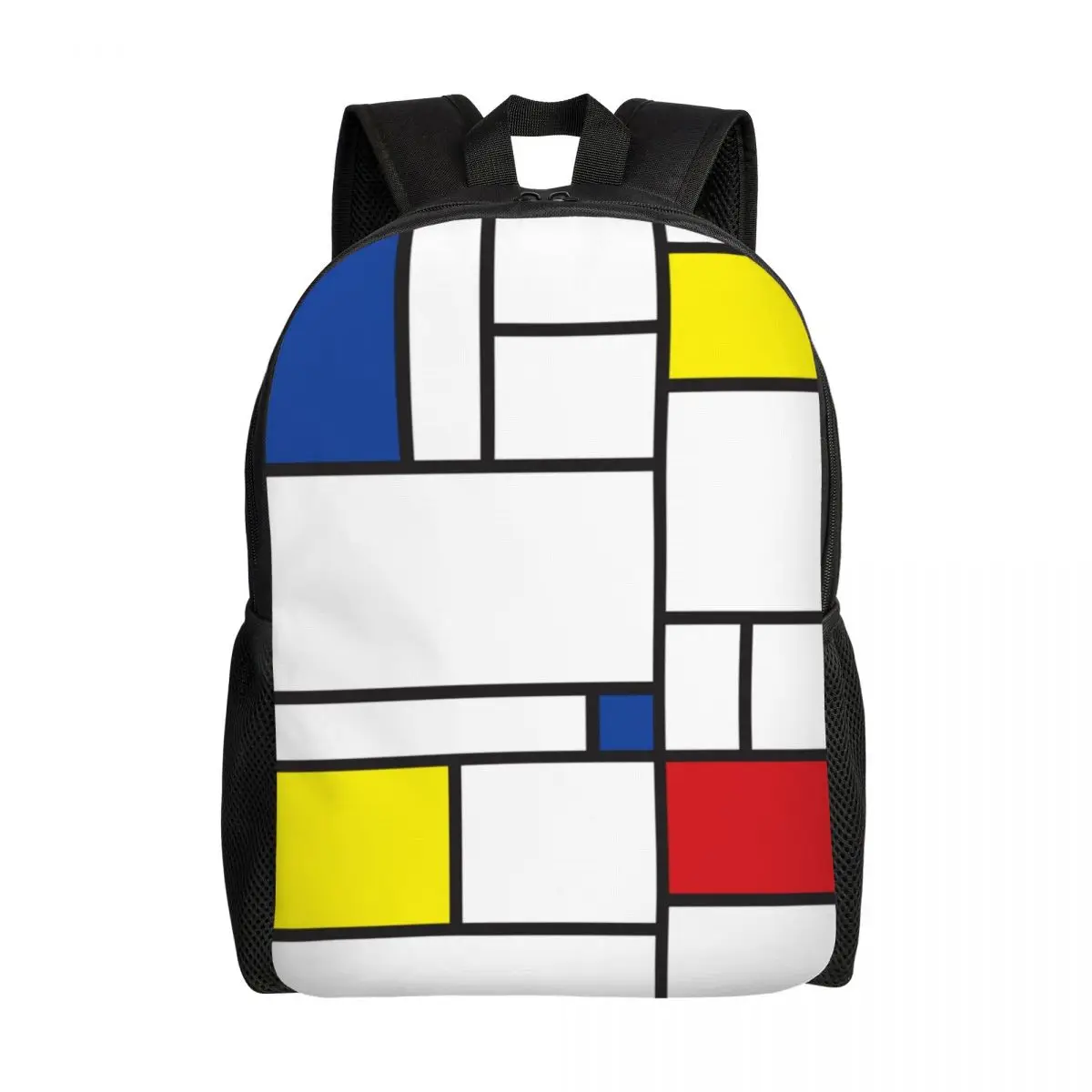 

Mondrian Minimalist Modern Art Laptop Backpack Men Women Basic Bookbag for College School Students Color Art Plaid Bags