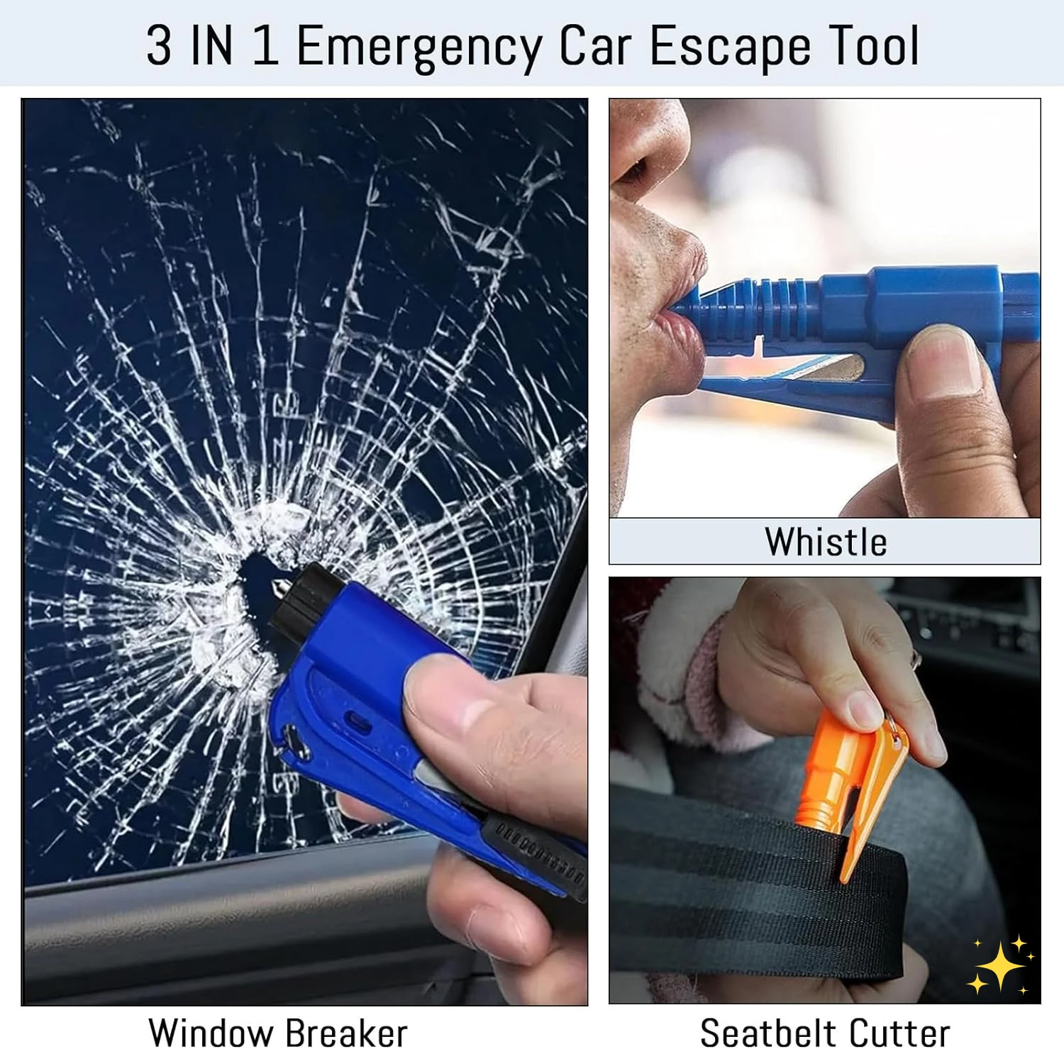 Car Safety Hammer Window Breaker Safety Hammer 3-in-1 Window Breaker Seat belt Cutter Compact Emergency Hammer Car Accessories