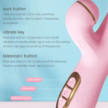Female Sucking Retractable Vibrator G-Spot Vaginal Stimulation Clit Sucking Vibrator Silicone dildo Adult Products Sex Toys UYO 6